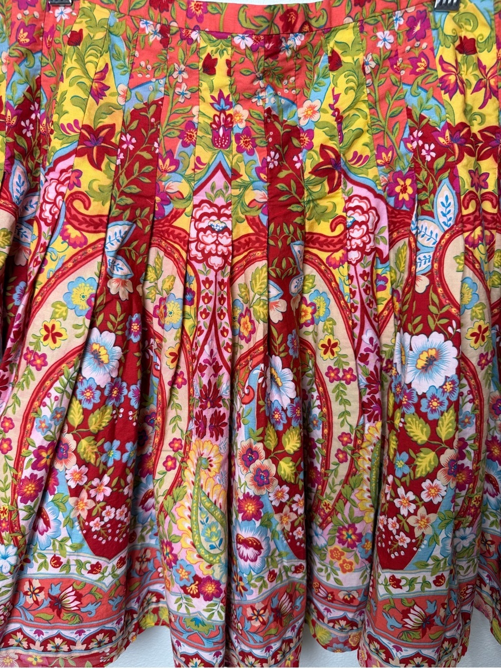 Boho Folk Art Floral Skirt Pleated Cottagecore Festival Statement Bandolino 12 - Picture 7 of 11